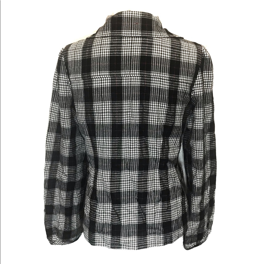 Thread Houndstooth Plaid Pockets Blazer Jacket - image 5